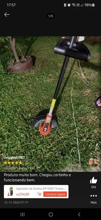 Cortador de grama tramontina AP 1500W 