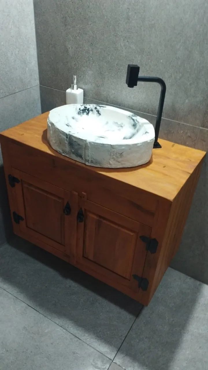 Lavabo Em Peroba Rosa Maquinada - Foto 2