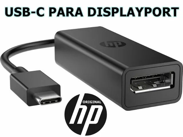 USB-C para DisplayPort  - Original HP - 4K 30Hz e 1080p 120Hz - Vídeo e Áudio  / R$: 85,00 - Foto 2