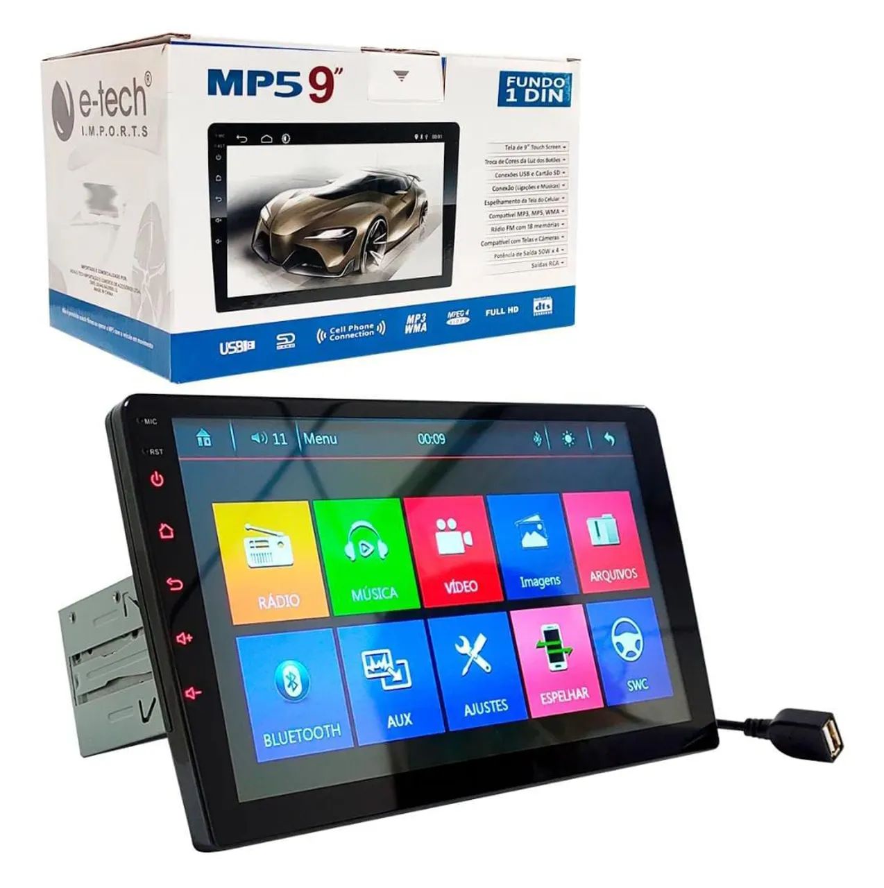 Central Multimídia dvd 9 polegadas 1 din som radio carrocom Iluminação RGB  - Foto 3