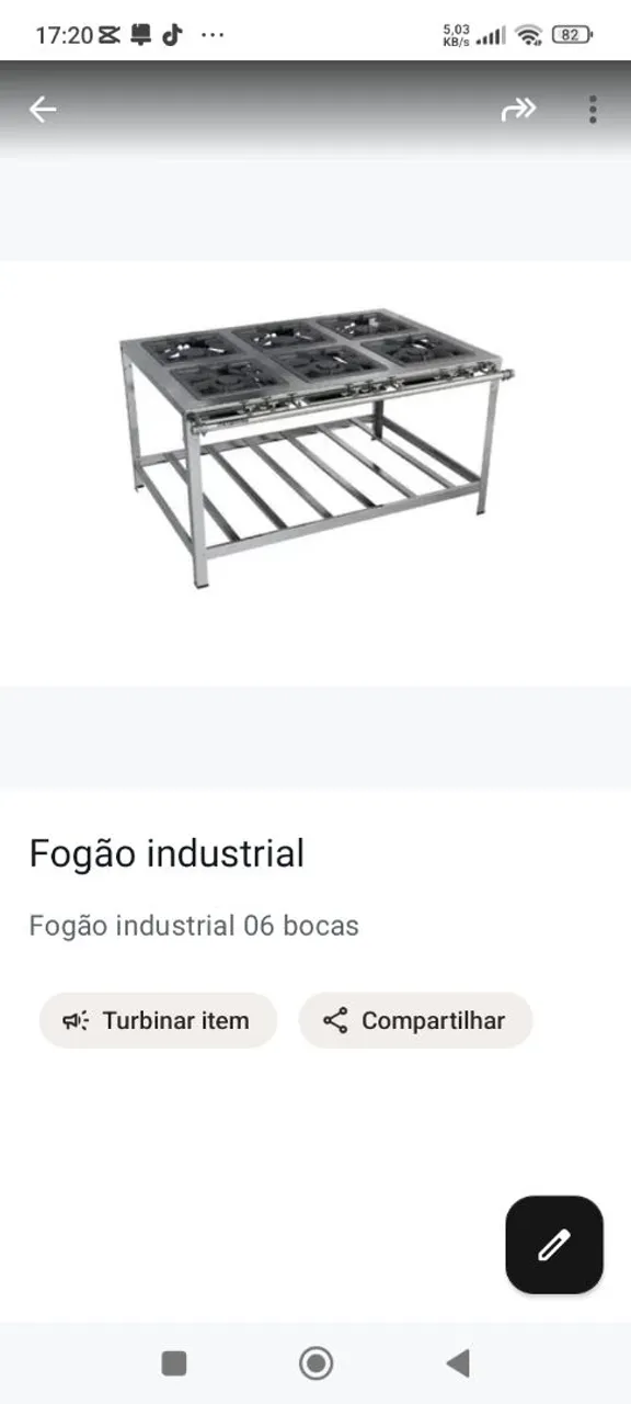 Fogão Industrial 6 Bocas