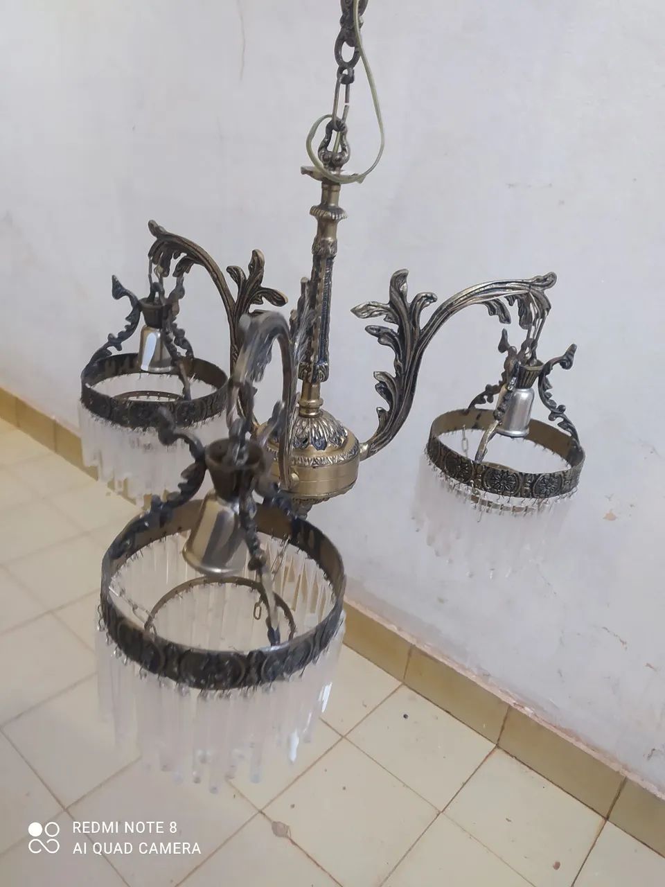 Lustre antigo estilo francês 3 em 1 bronze  - Foto 4