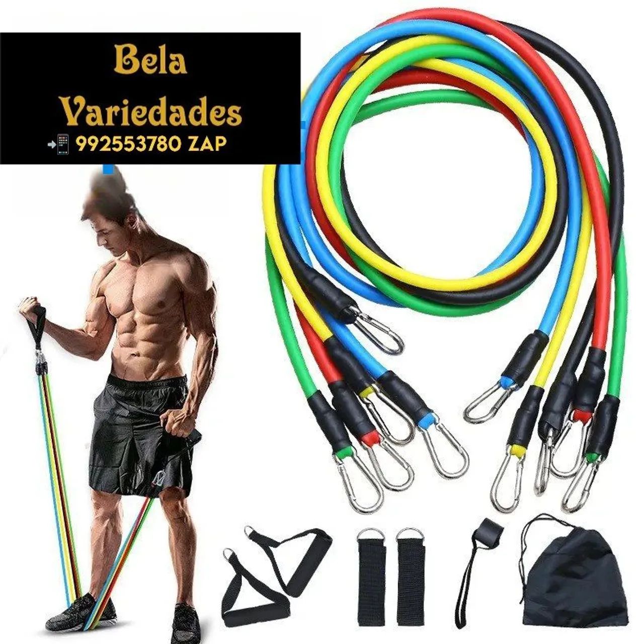 KIT CORDAS ELÁSTICAS PARA EXERCÍCIOS FUNCIONAL 65163254514433120