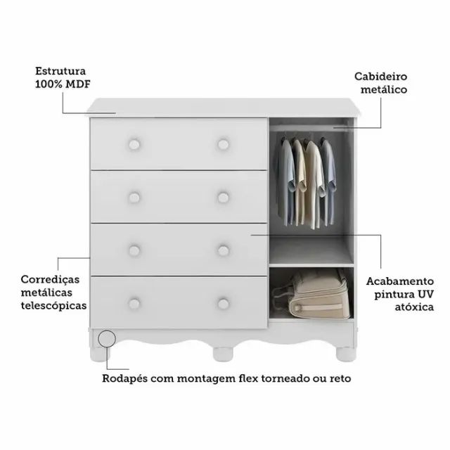 Comoda Tedy 100% MDF - Peroba - Foto 5