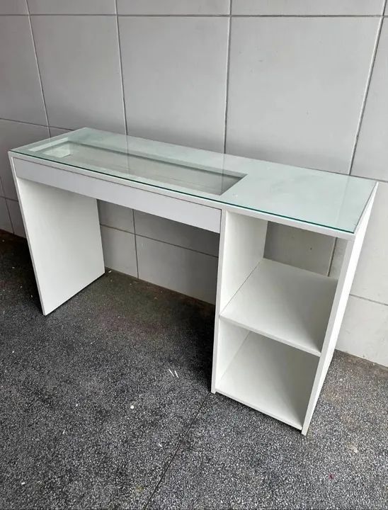 Mesa de Vidro Branca com Gaveta - Foto 4
