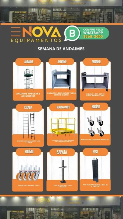 Andaimes, Rodas, Sapatas, Escadas, Guarda-corpo...