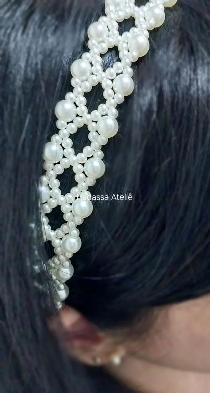 Headband de pérolas para Noivas - artesanal - Foto 3