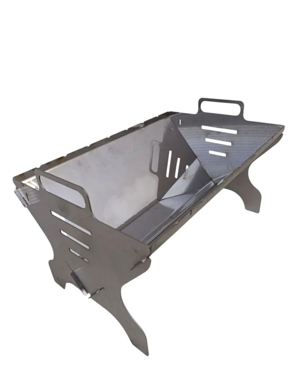 Churrasqueira dobrável portátil com grelha em inox pesca camping - Foto 3