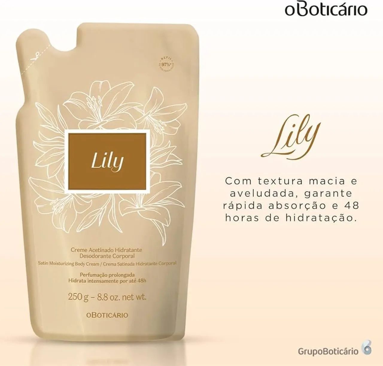 Refil Loção Acetinada Hidrantate " Lily " 250ml