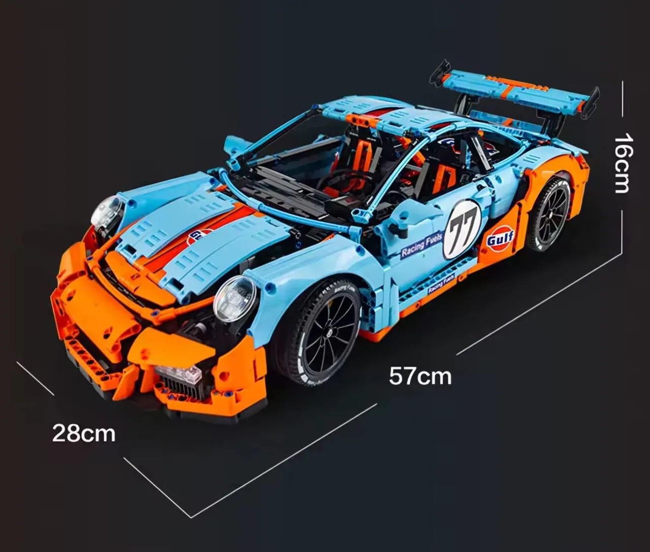 BLOCOS DE MONTAR PORSCHE GULF 2703 PEÇAS + KIT DE MOTORIZAÇÃO E CONTROLE REMOTO MARCA KBOX - Foto 5
