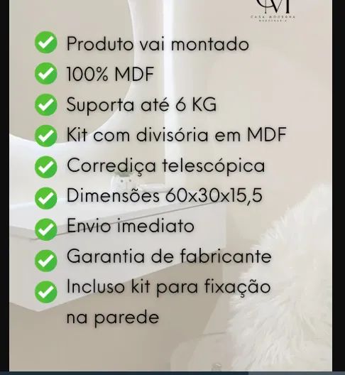 penteadeira gaveta suspensa - semi nova - Foto 3