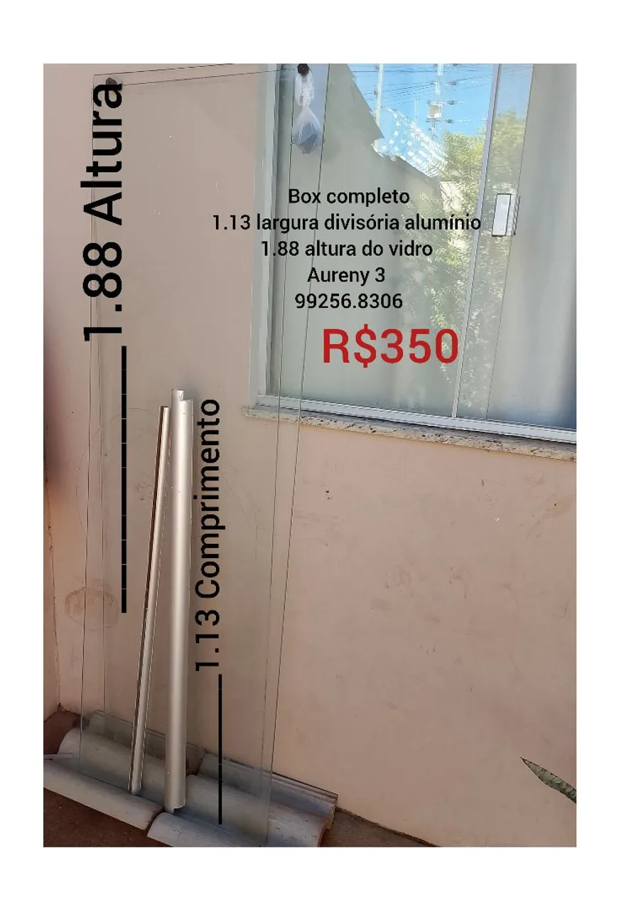 Box completo com divisória de alumínio e vidro