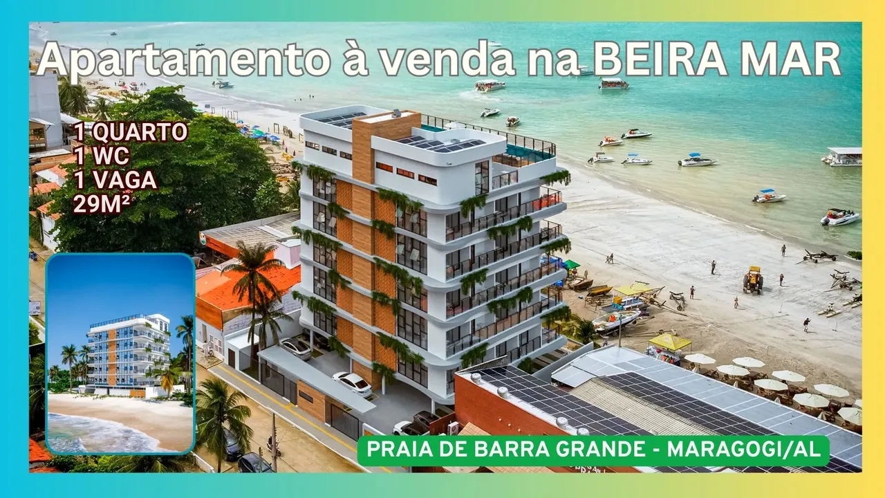 Apartamento à venda na BEIRA MAR em BARRA GRANDE - Maragogi - AL 1 quarto 1 wc 1 vaga 29m²