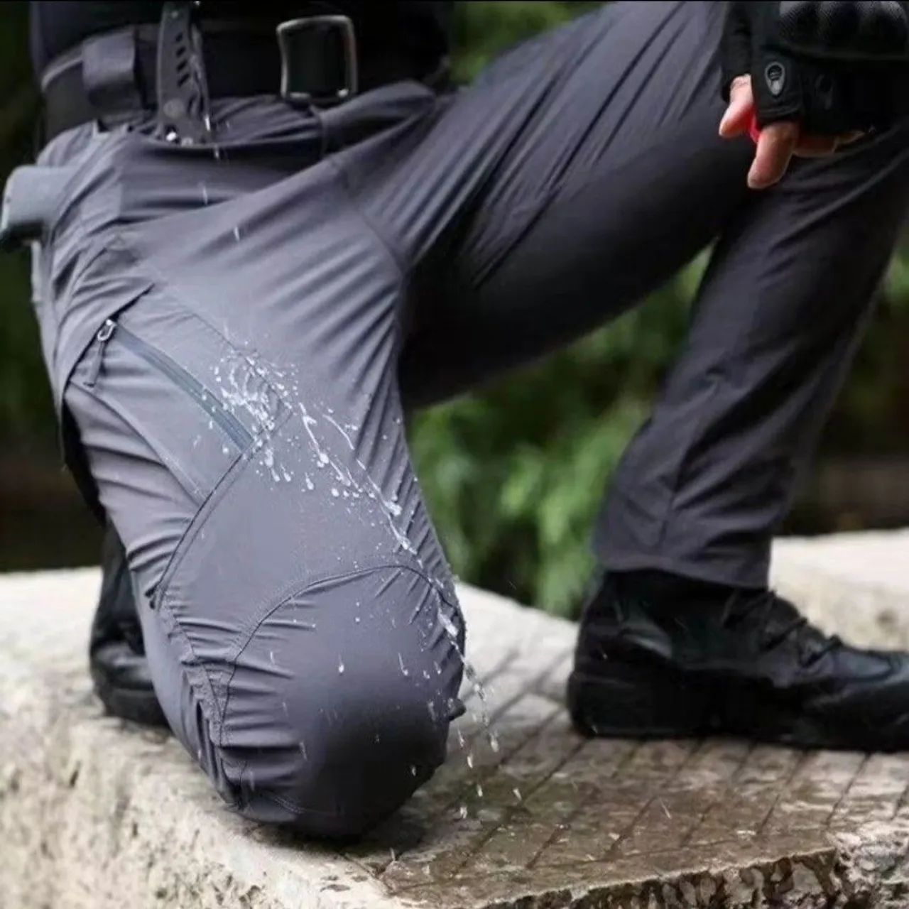 Calça cargo tática, resistente à água, com 8 bolsos de zíper e velcro, prof. de segurança - Foto 5