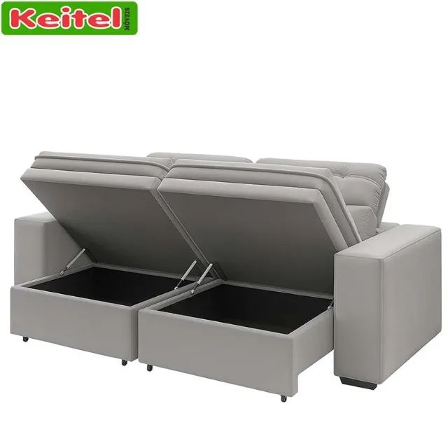 Sofá Filipinas Retrátil e Reclinável Com Baú Cor Prata - Foto 3