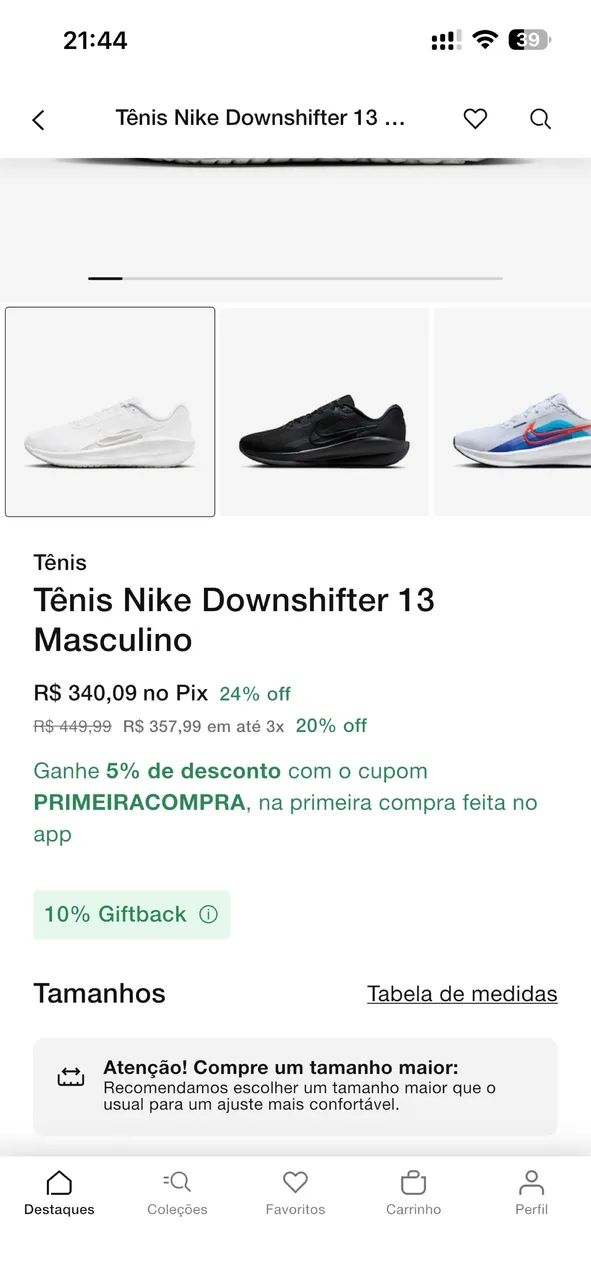 Tênis Nike Downshifter 13 39 Calçados Boqueirão, Santos