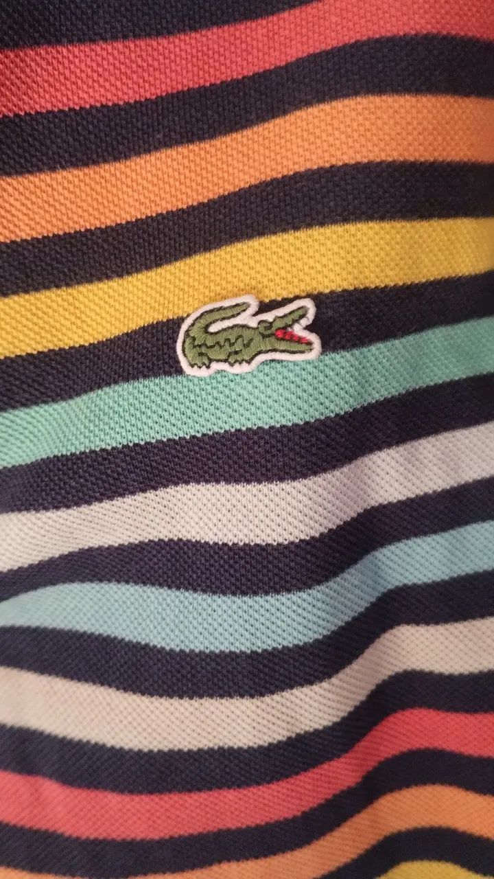 Camiseta Lacoste Polo Listrada Colorida original com detalhe!! - Foto 3