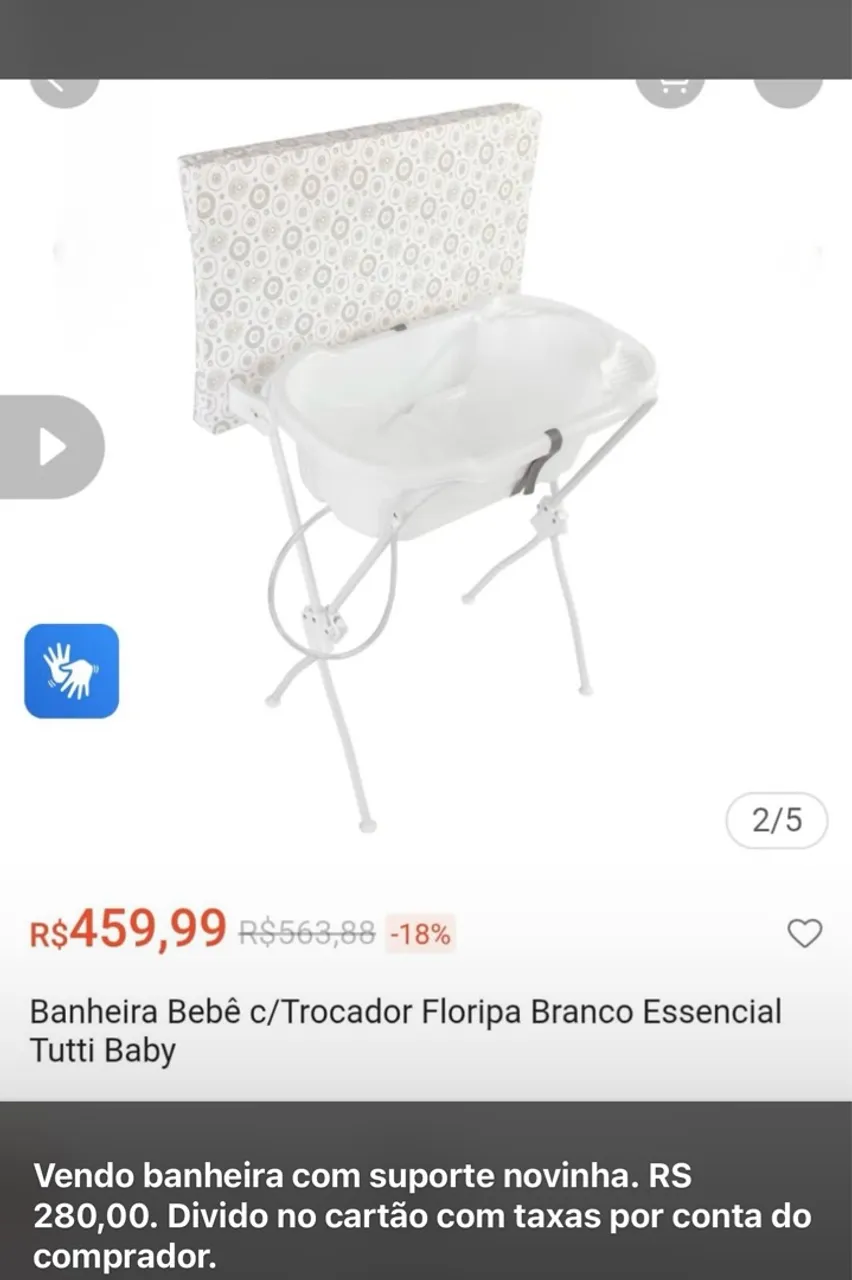 Banheira Bebê c/Trocador Floripa Tutti Baby