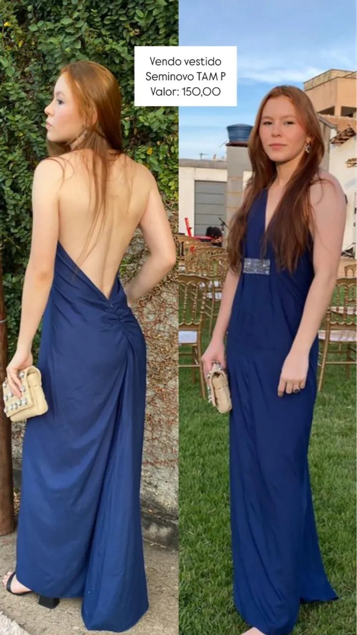 Vestido longo azul marinho TAM P - Seminov