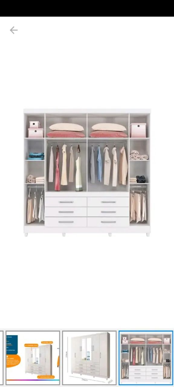 Guarda-Roupa Branco com Espelho - Foto 2