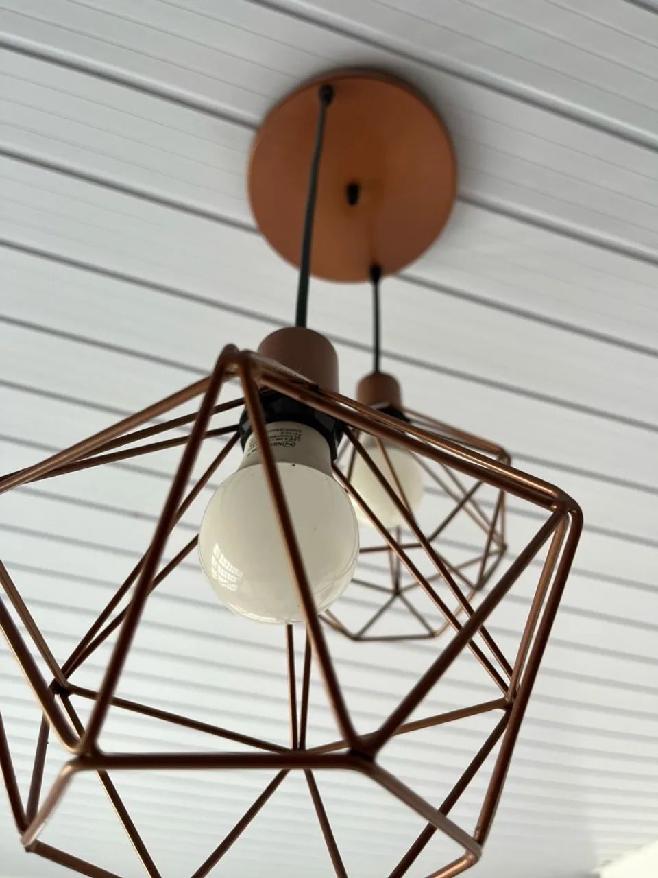 Lustre Pendente Aramado em Cobre - 2 Lâmpadas - Foto 4