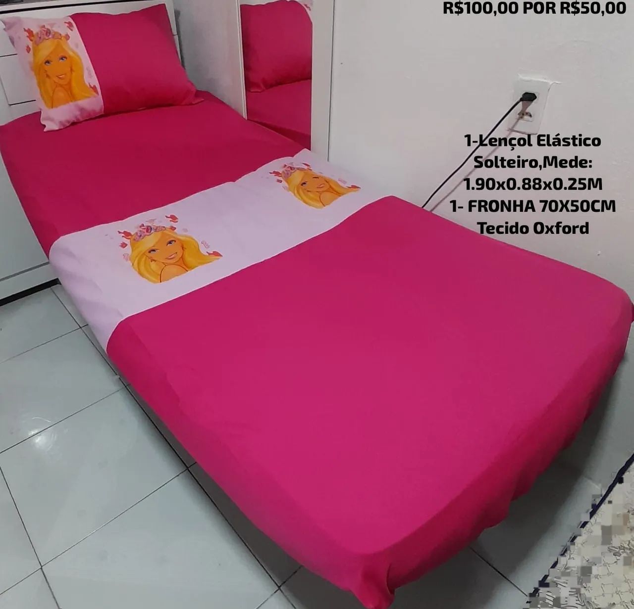 Jogo para Cama com elástico Solteiro 