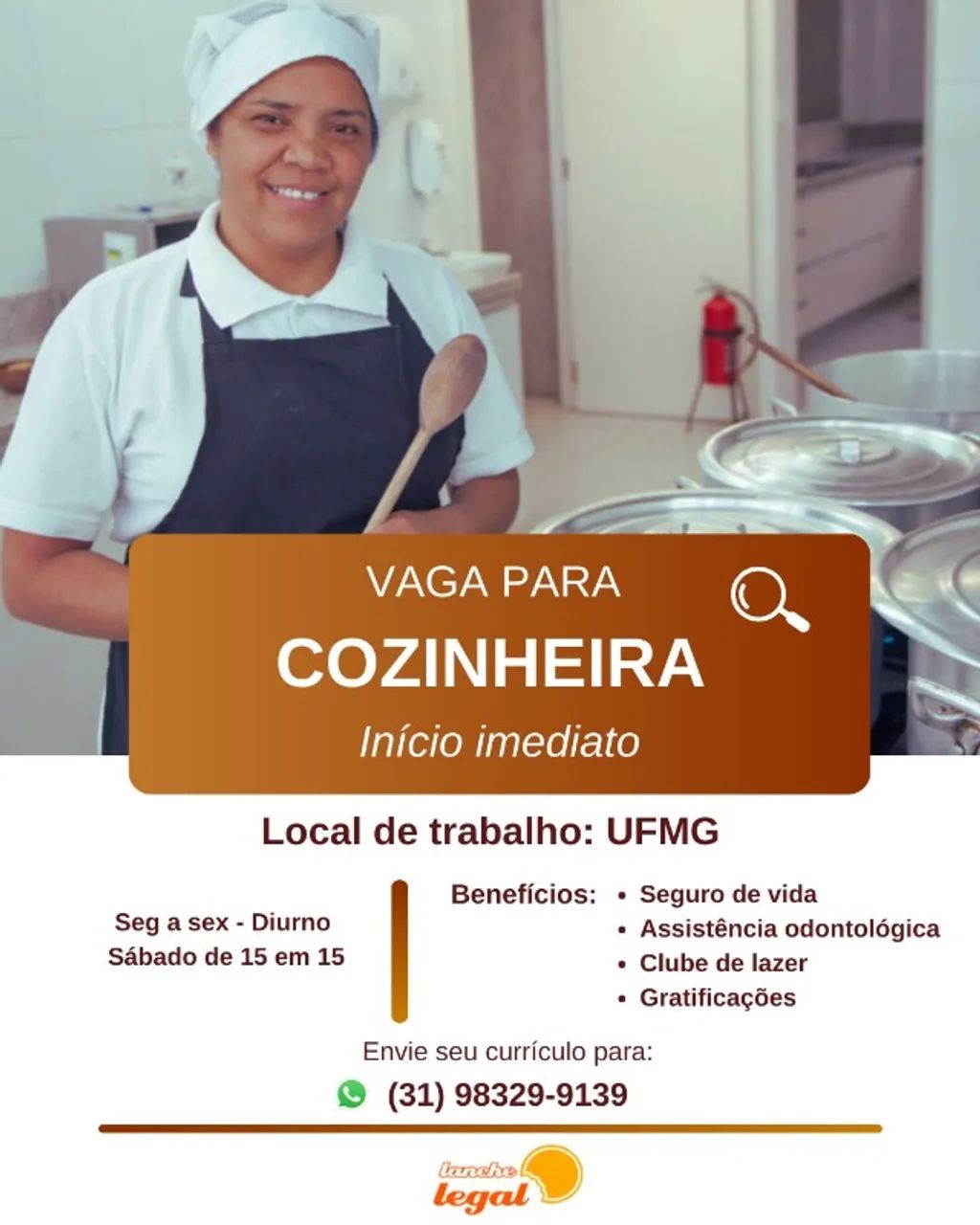 Vaga para COZINHEIRA - Cantina na UFMG