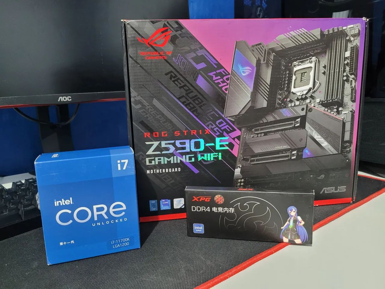 ROG Z590-E GAMING WIFI ＋ Core i7 11700K Placa mae asus intel lga (1200) atx ddr4 - rog strix z590-e gaming