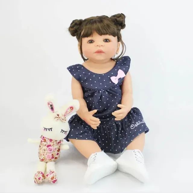 Boneca Bebê Reborn Silicone Pode Banho Realista 55cm  - Foto 5