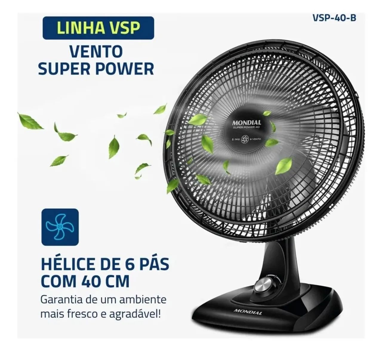 Ventilador De Mesa Mondial Vsp-40-b Preto 40cm 6 Pás 220v - Foto 2