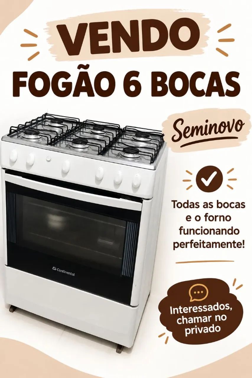 Fogão 6 bocas continental 