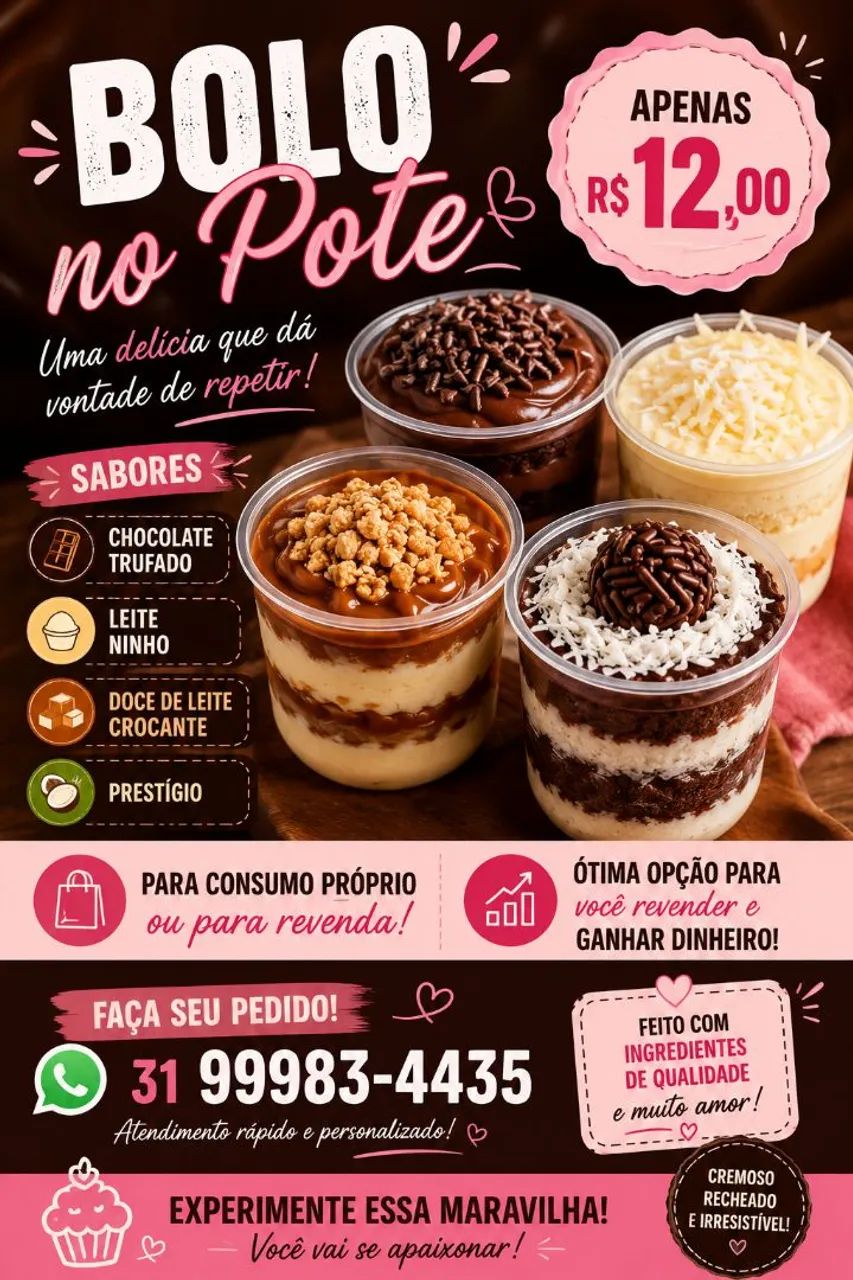 Bolo de pote ,torta fatias pra revender 