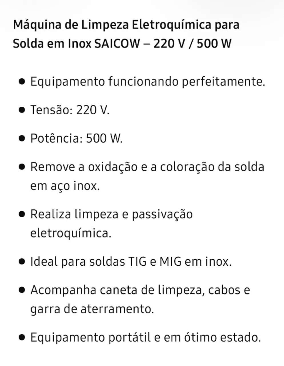 Máquina de Limpeza Eletroquímica para Solda em Inox SAICOW 220V / 500W - Foto 5