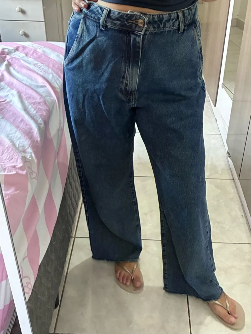 Calça jeans wide leg 42 - Foto 2