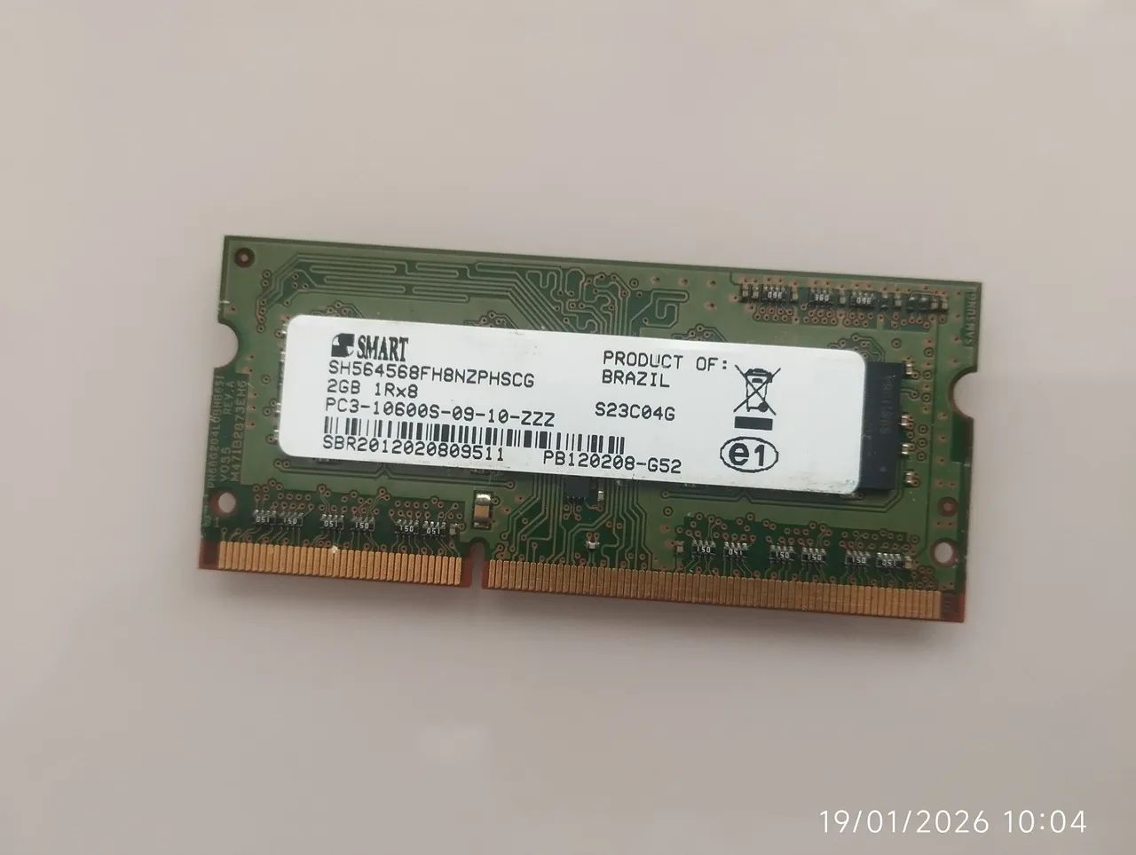 Memória ram 2gb 1Rx8 pc3 ddr 3 Smart HP - USADO FUNCIONANDO PERFEITAMENTE 