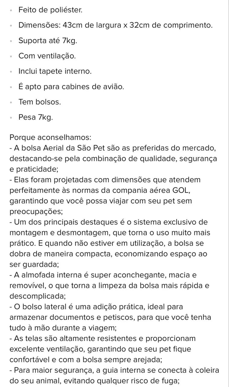 Bolsa de transportes aéreos para caes gatos avião preto 43x32x24cm São Pet - Foto 3
