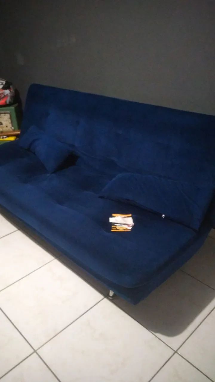Sofá-Cama Azul Royal Lindo! - Foto 2