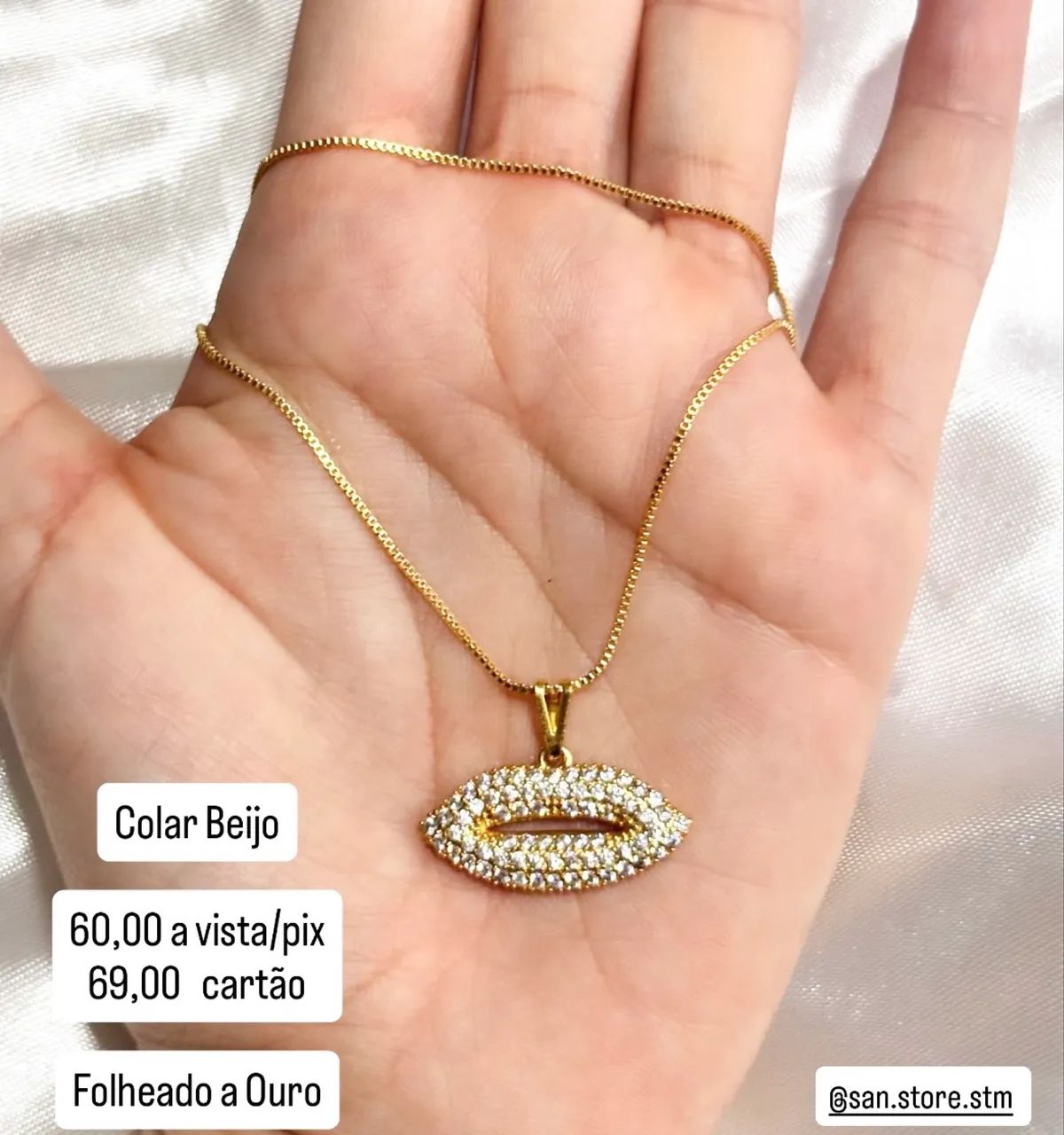 Colar Cravejado - Folheado a ouro  - Foto 2