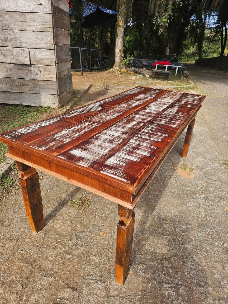 Mesa rustica demolição peroba rosa 