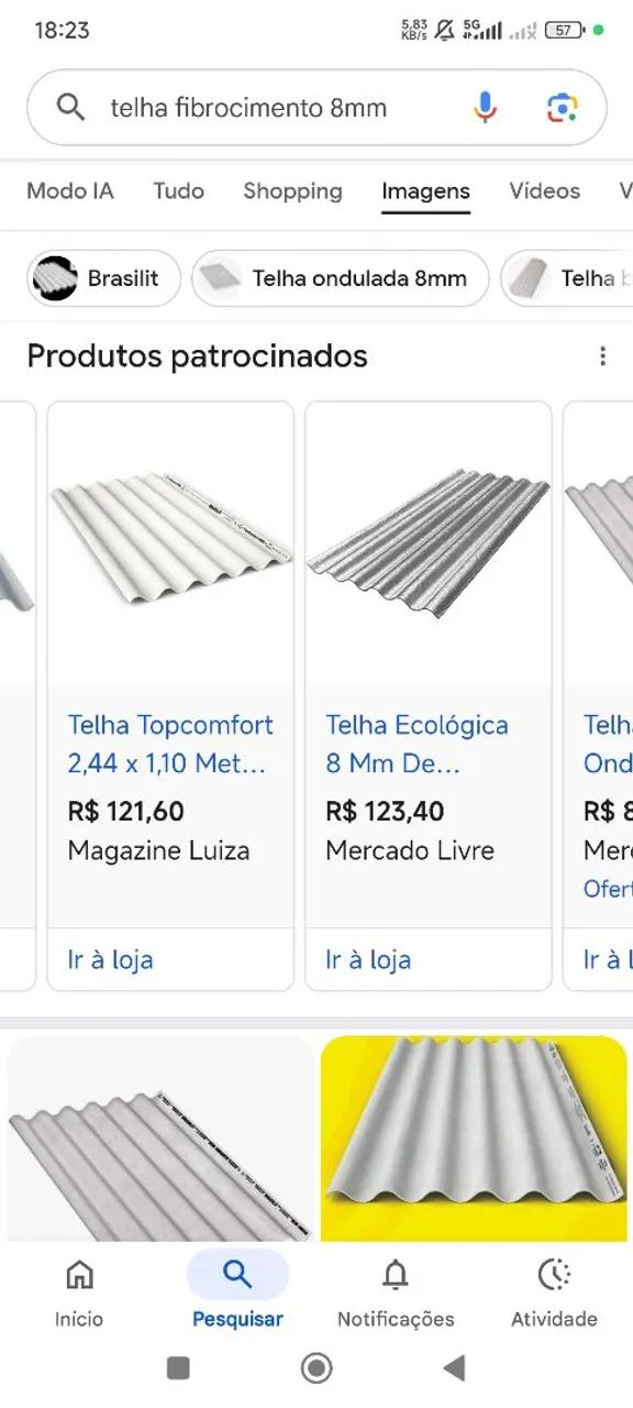 Telha Fibrocimento Brasilit 8mm 2.44m x 1.10  - Foto 2