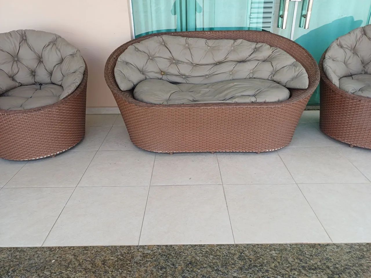 Conjunto de poltronas para terraço, jardim, 4 lugares, com assentos... - Foto 5
