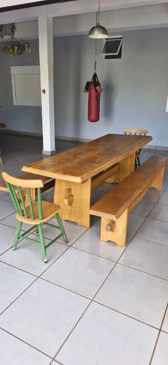 Mesa de madeira com bancos  - Foto 2