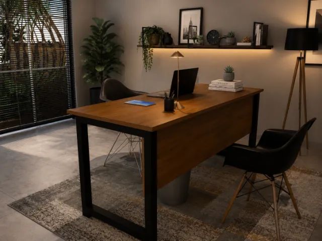 Mesa de Escritório Office Work Delluxe Imbuia. L100cm x P50cm x A74cm