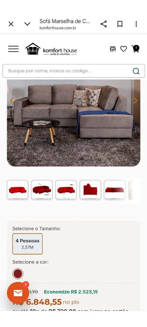 Sofá de canto ? com chaise 2,55x1,54 retrátil cinza novo  - Foto 5