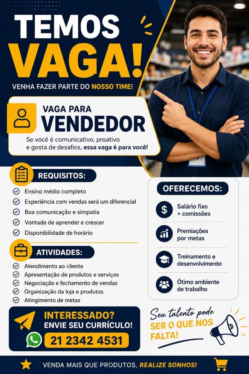 Vaga para vendedor 