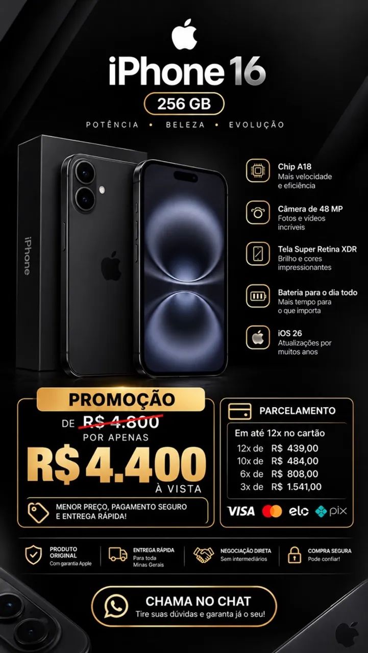 IPhone 16 256gb preto 