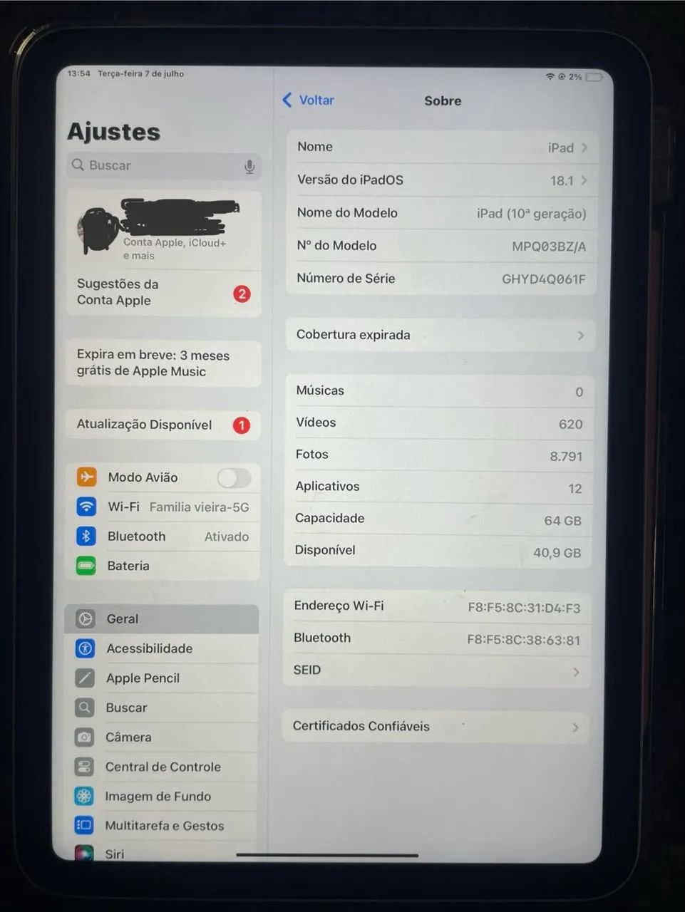 iPad 10ª Geração 64 GB - Excelente Estado | Completo   - Foto 4