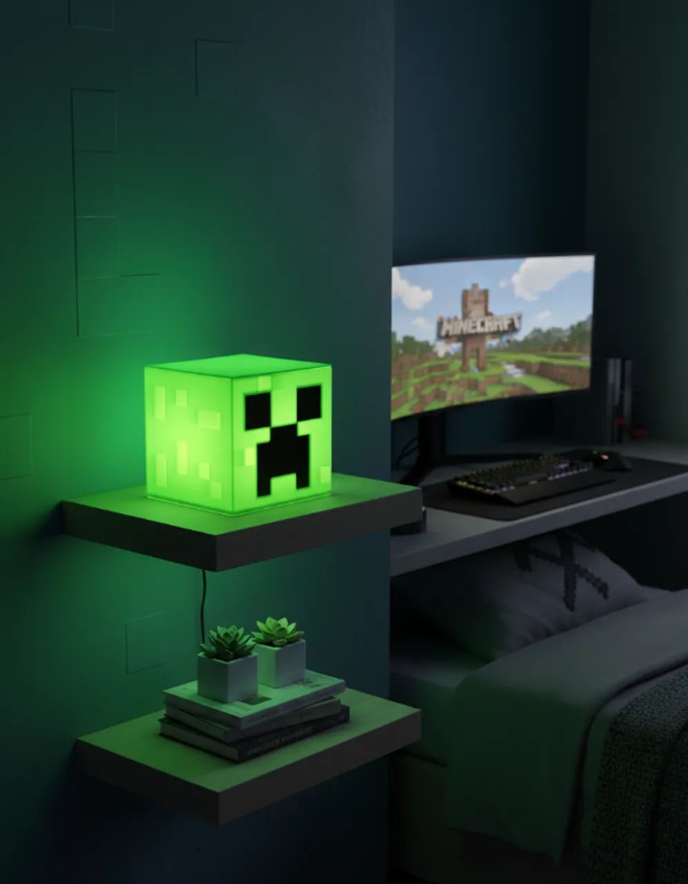 Luminária Temática Geek Creeper Minecraft - Foto 5
