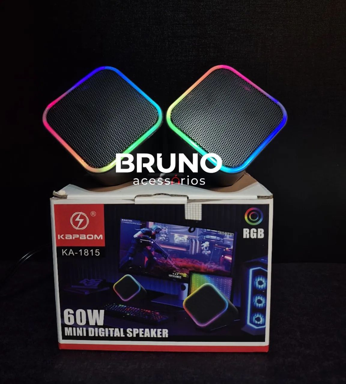 Caixa de som Gamer RGB para PC Notebook 60w - Foto 3