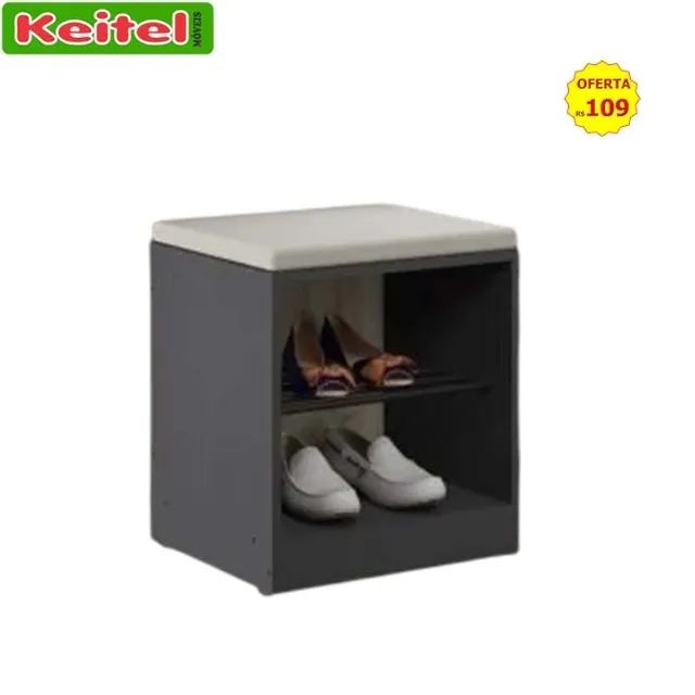 Banco Com Futon e Rodízios Flow Cor Grafite - 1004 -